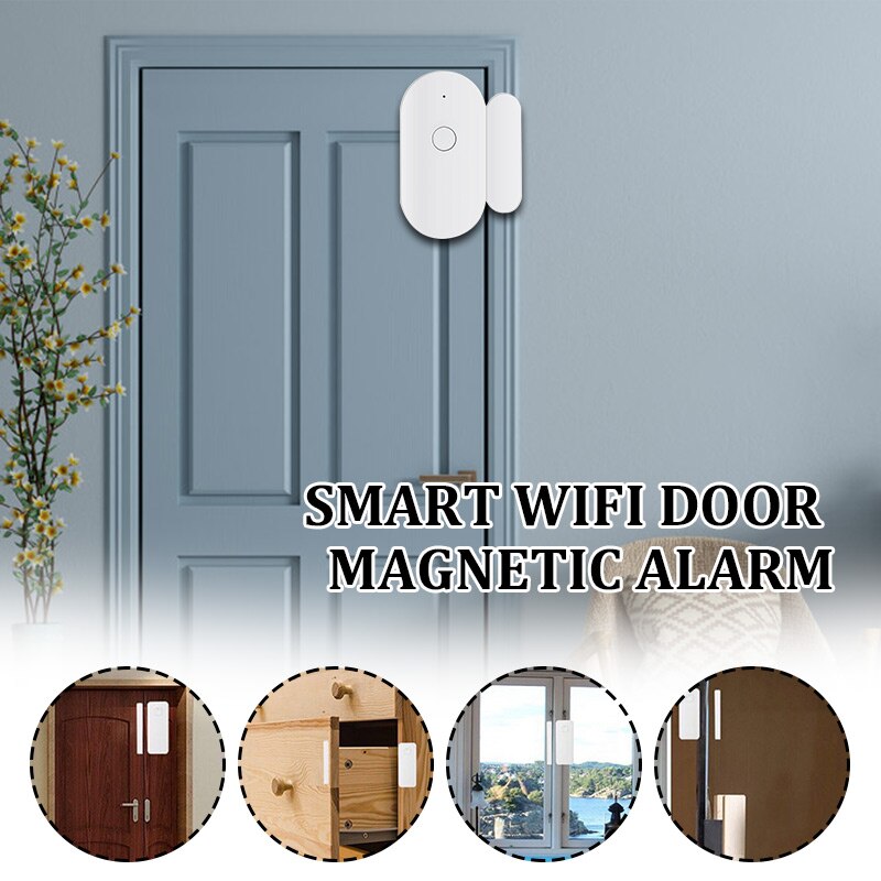 WIFI Window Sensor Independent Wireless Security Alarm Works with Notification Open or Closed No Hub for Smart Home DFDS