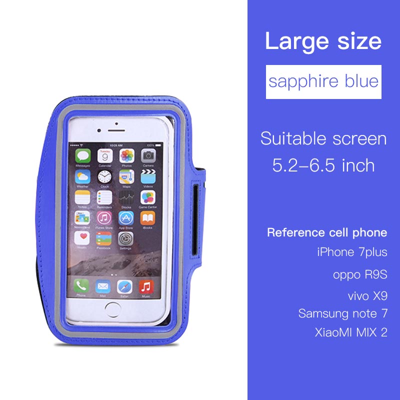 Funda deportiva brazalete resistente al agua 4,0 inch 6,5 pulgadas para teléfono móvil para iPhone 7 8 Plus Samsung Xiaomi carcasas de teléfono Huawei: Large Blue