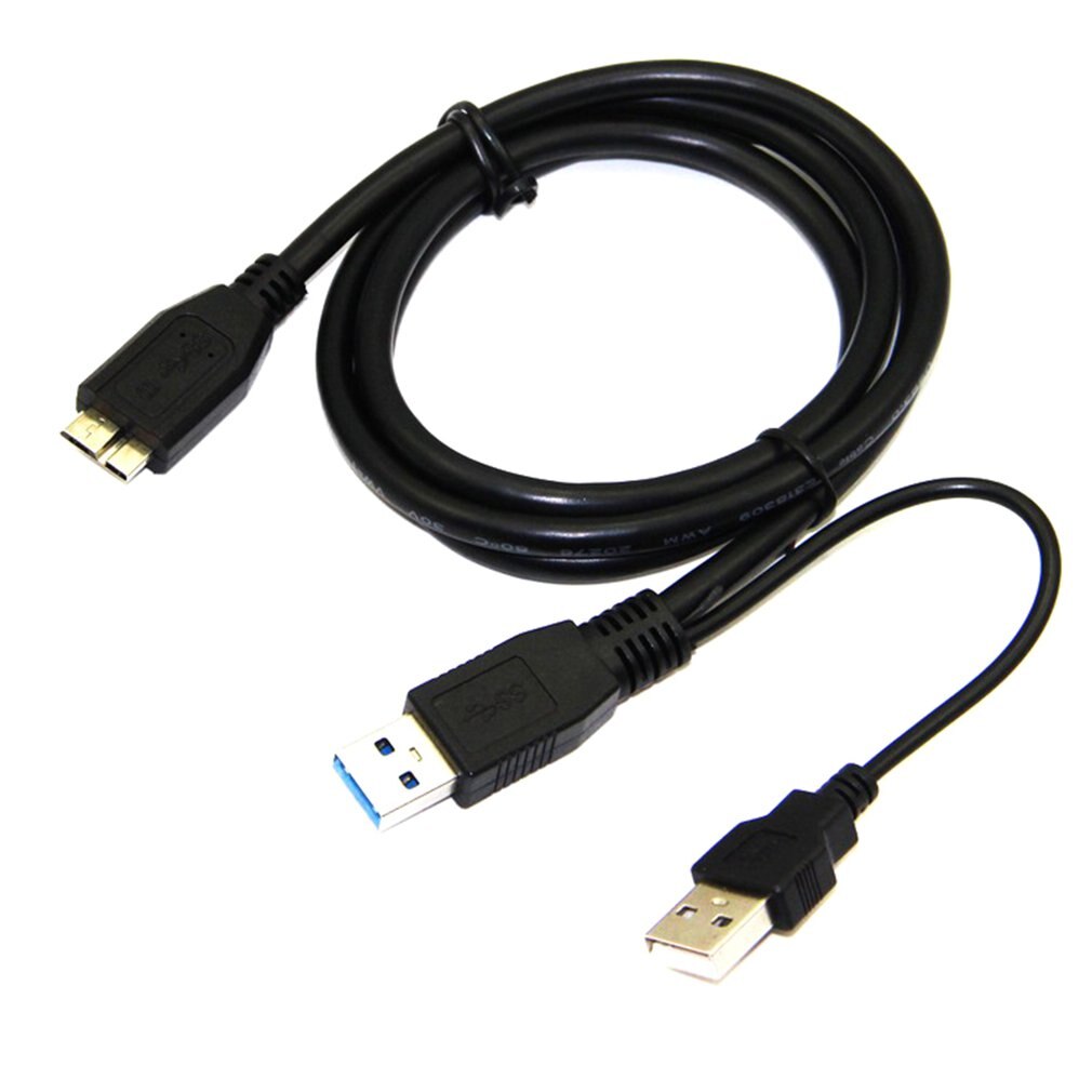 0.6m/1m Dual USB 3.0 a Male to Micro B Y Black Power Data Cable Mobile Hard Disk 2-connector Y Mobile Storage Standard