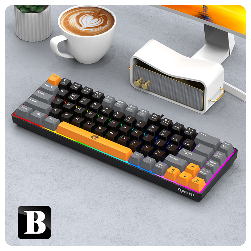 68-Tasten-K68-Dual-Farbe-E-Sport-Tastatur mit Kabel für Spielen und Büro: Olive