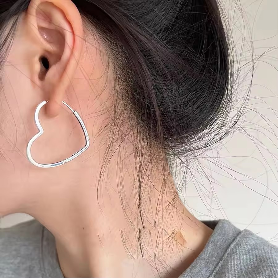 VENTFILLE-Boucles d'Oreilles Géométriques Incurvées en Argent Sterling 925, Bijoux en Forme de S, Bergame, Rétro, Unique, pour Femme et Fille, Directe: Argent