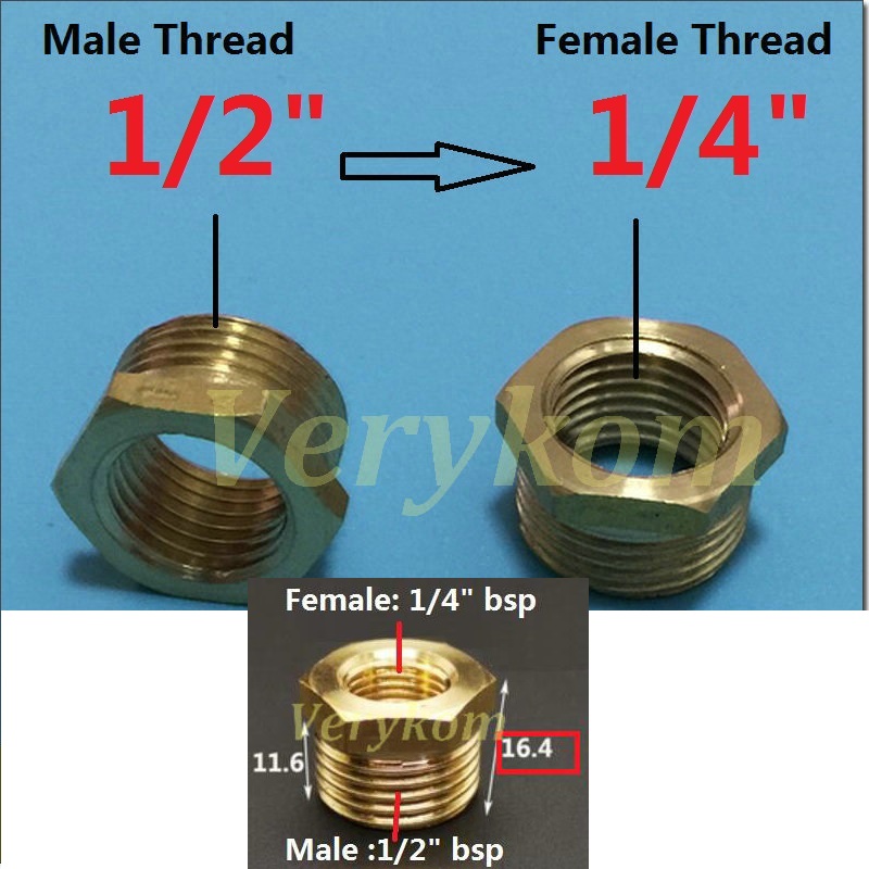 10x Verykom Pneumatische Messing Verloopstuk Fitting 3/4 "1/2" Male Naar 1/8 "3/8" 1/4 "Vrouwelijke Verminderen adapter Lucht Water Gas DN10/15/20/25: DN15-DN8 SIZE B