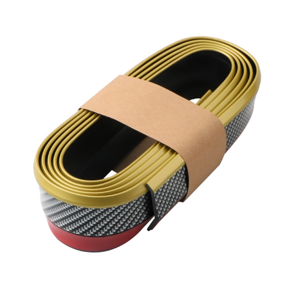 2.5m Universal 3D Rubber Car Auto Front Bumper Lip Protector Carbon Fiber Look Body Kit for Car Safety Protection Accessaries: Gold