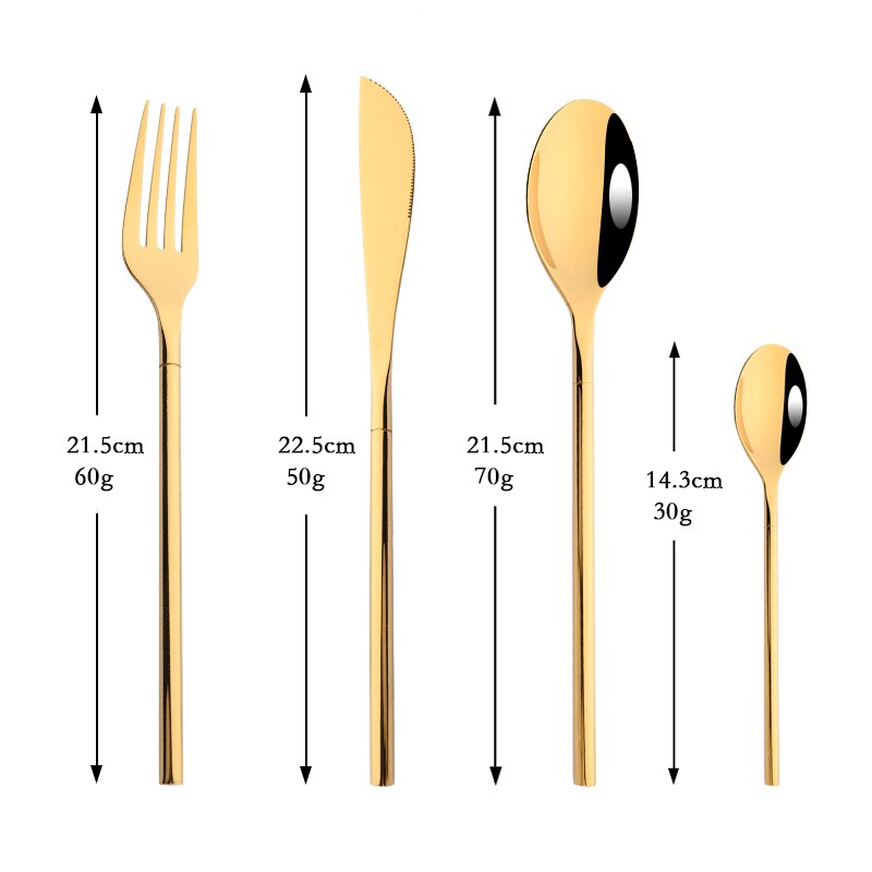 Mirror Luxury Gold 1/2/4Set Flatware Cutlery Set 18/10 Stainless Steel Dinnerware Western Fork Spoon Knife Set Silverware Set