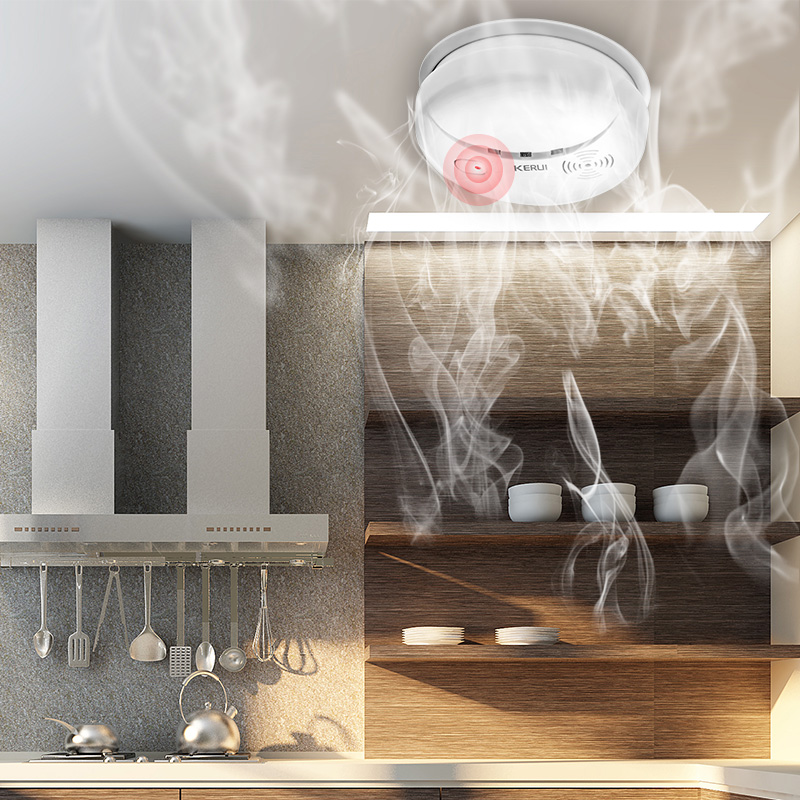 Kerui Linkable Wireless Smoke Detector Sensitive Photoelectric Fire Sensor For Wireless Security Home Alarm System