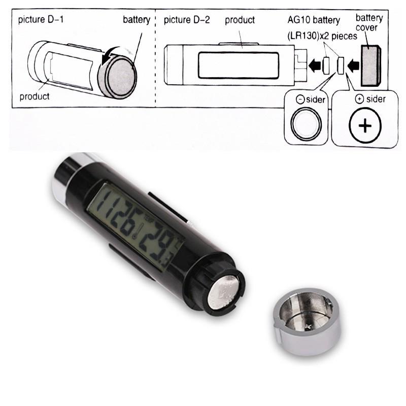Car Thermometer Digital Backlight Clock LCD Clip-on 2 in 1 Car Air Vent Electronic Watch Auto Clock Car Interior Decoration