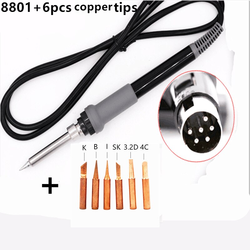 SZBFT 8801 soldeerbout handvat met 6pcs solderen tips voor hakko FX-888 FX-888D: handle and coppertip