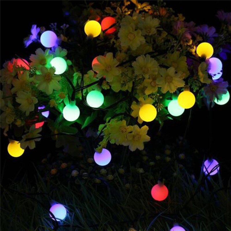 Solar lichtsnoer met 50 witte led-ballen, waterdicht, kerstverlichting voor een feestje, bruiloft of andere versiering.