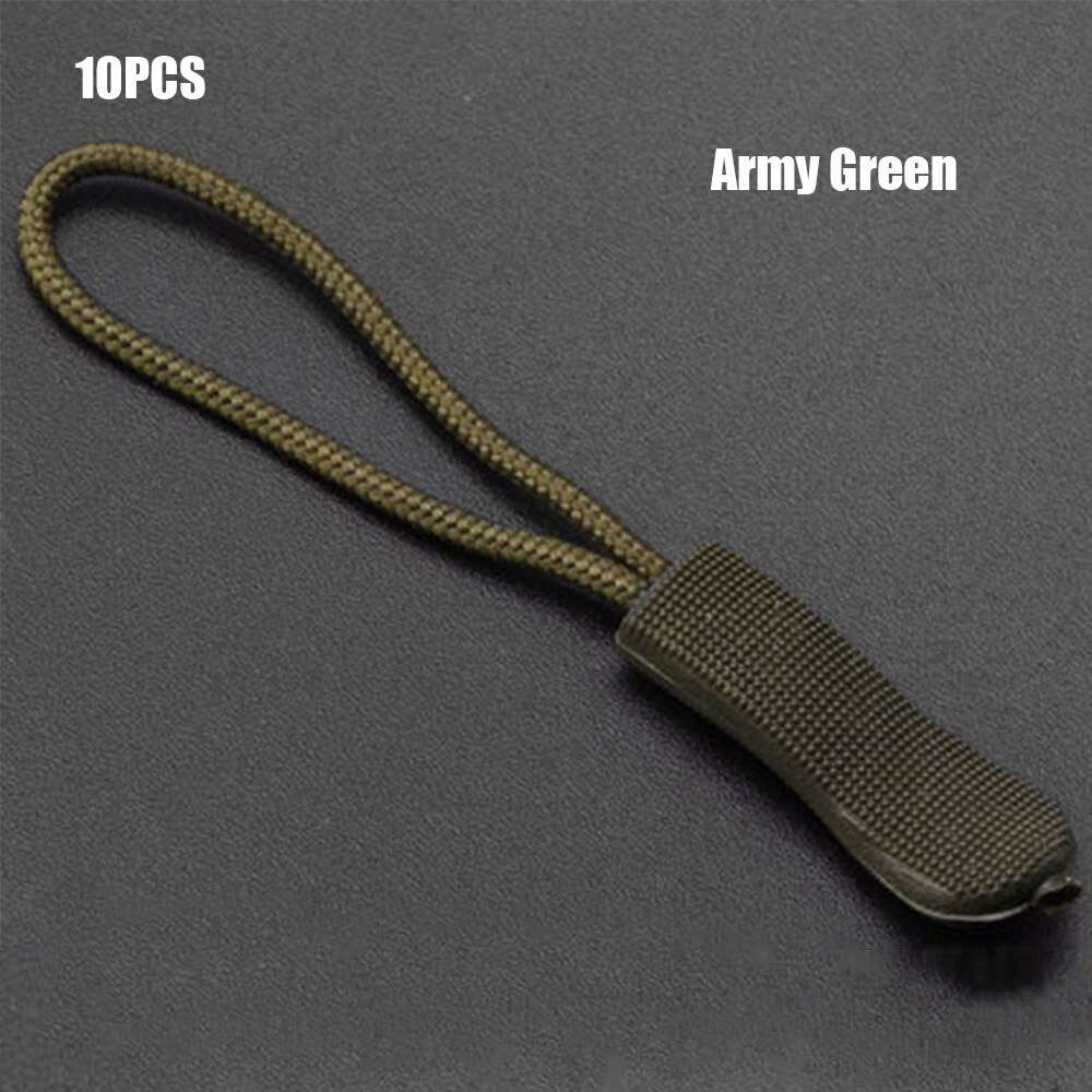 10 Pcs Zipper Pull Puller End Fit Rope Tag Fixer Zip Cord Tab Replacement Clip Broken Buckle Travel Bag Suitcase Tent Backpack: Army Green