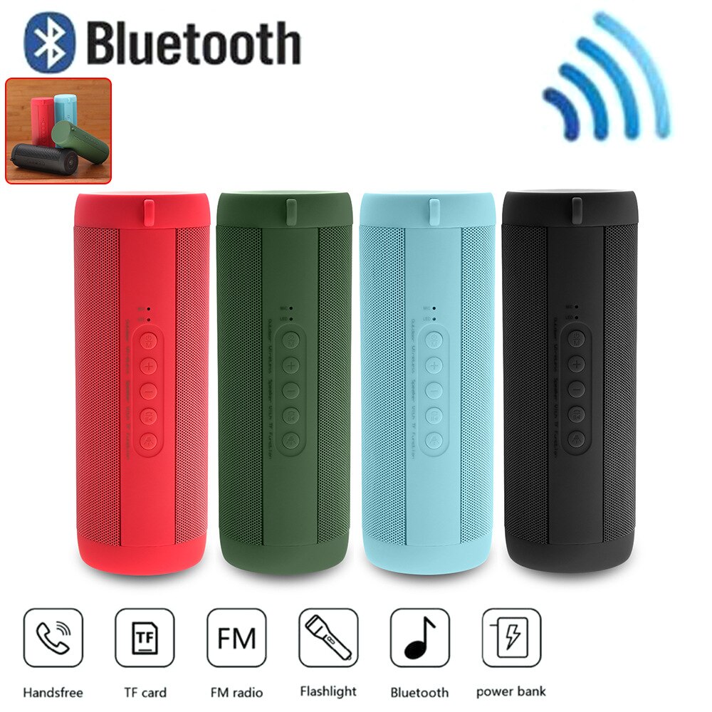 T2 Bluetooth Speaker Portable Outdoor Sound Box Wireless Waterproof LED Column Support TF Card FM Radio Aux Input