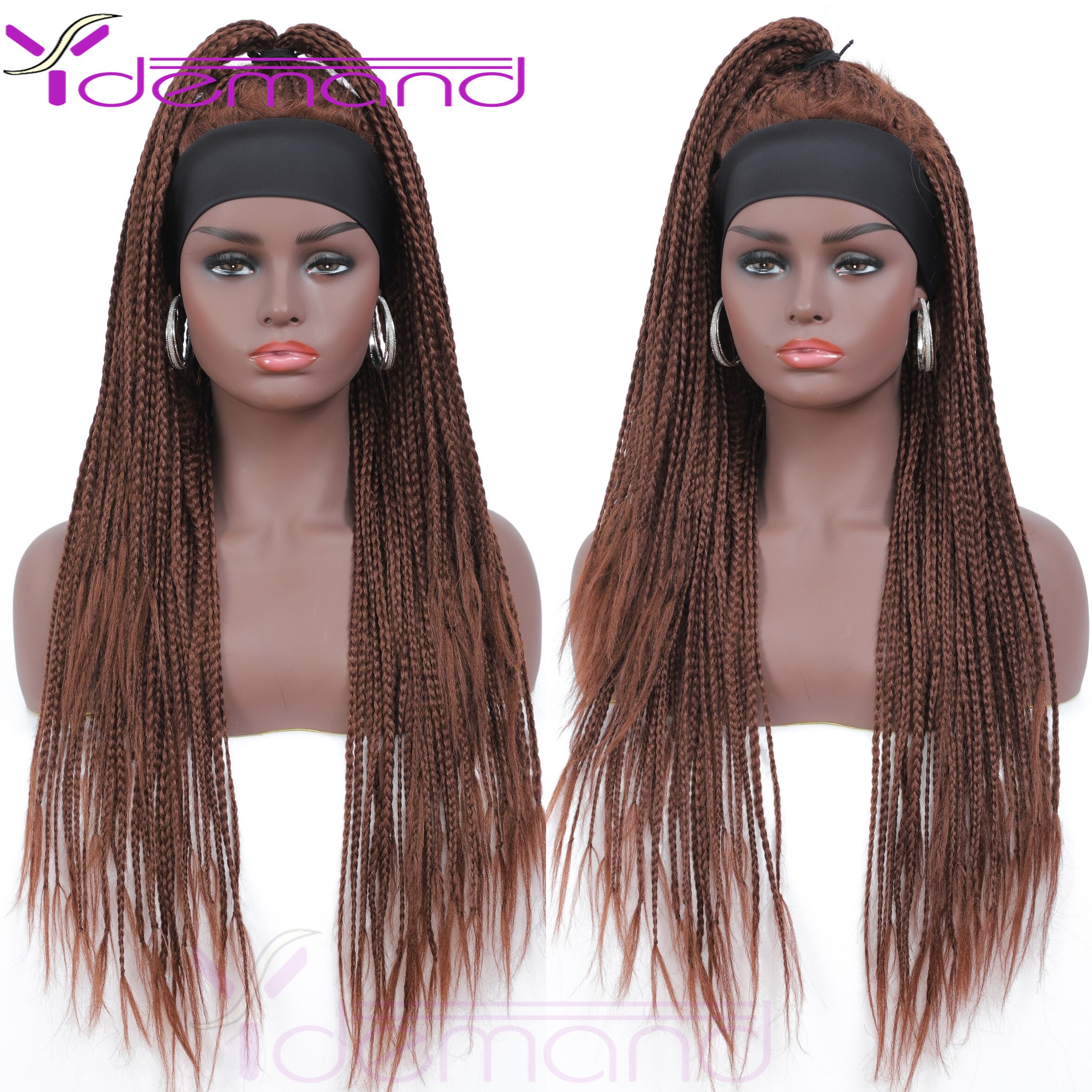 Y Demand Black Ombre-Brown Braided Wigs For Black Women Or Men Synthetic Wig Crochet Hair Braids With BOX: A