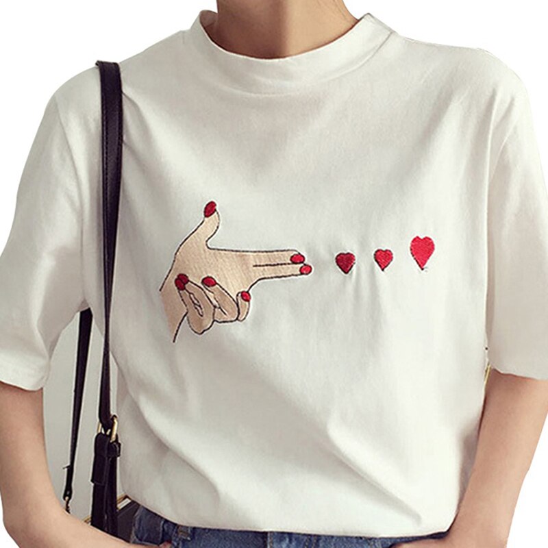 Kvinder sports skjorte finger hjerte fitness t-shirts sommer toppe t-shirts korte ærmer o-hals løbetræning træning øvelse t-shirt: Xxl / Hvid