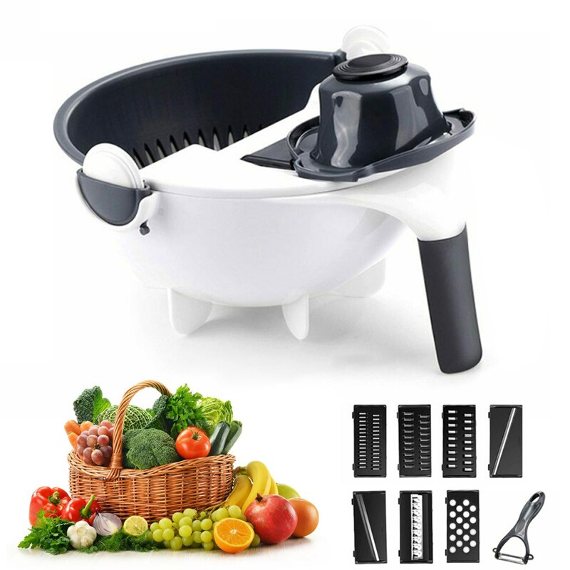Trancheuse manuelle multifonctionnelle bol de vidange légumes coupe gadgets de cuisine hachoir râpe avec panier de vidange rotatif WF
