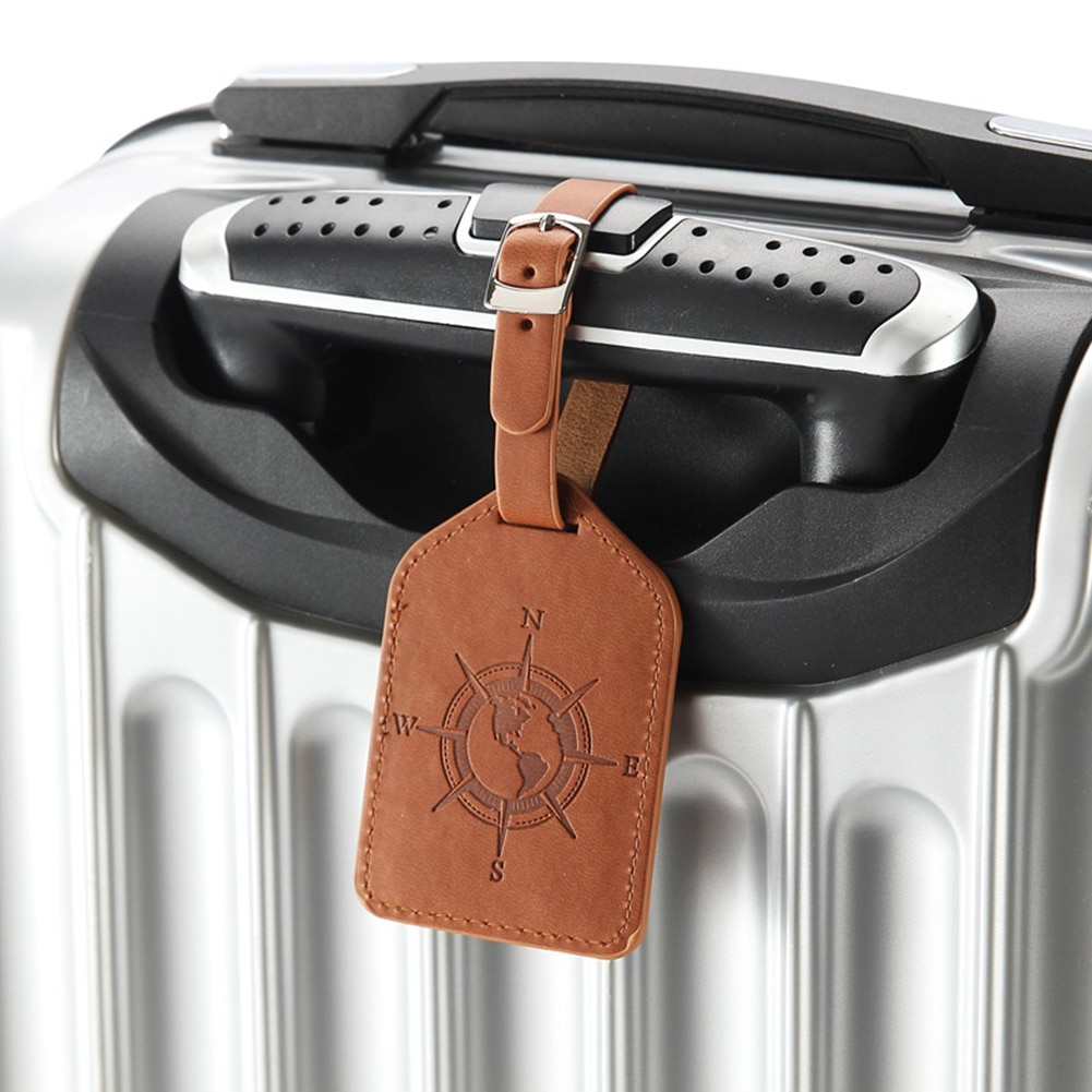 Kuffert læder bagage tag taske vedhæng håndtaske rejsetilbehør navn id adresse bryllup invitation etiket justerbar