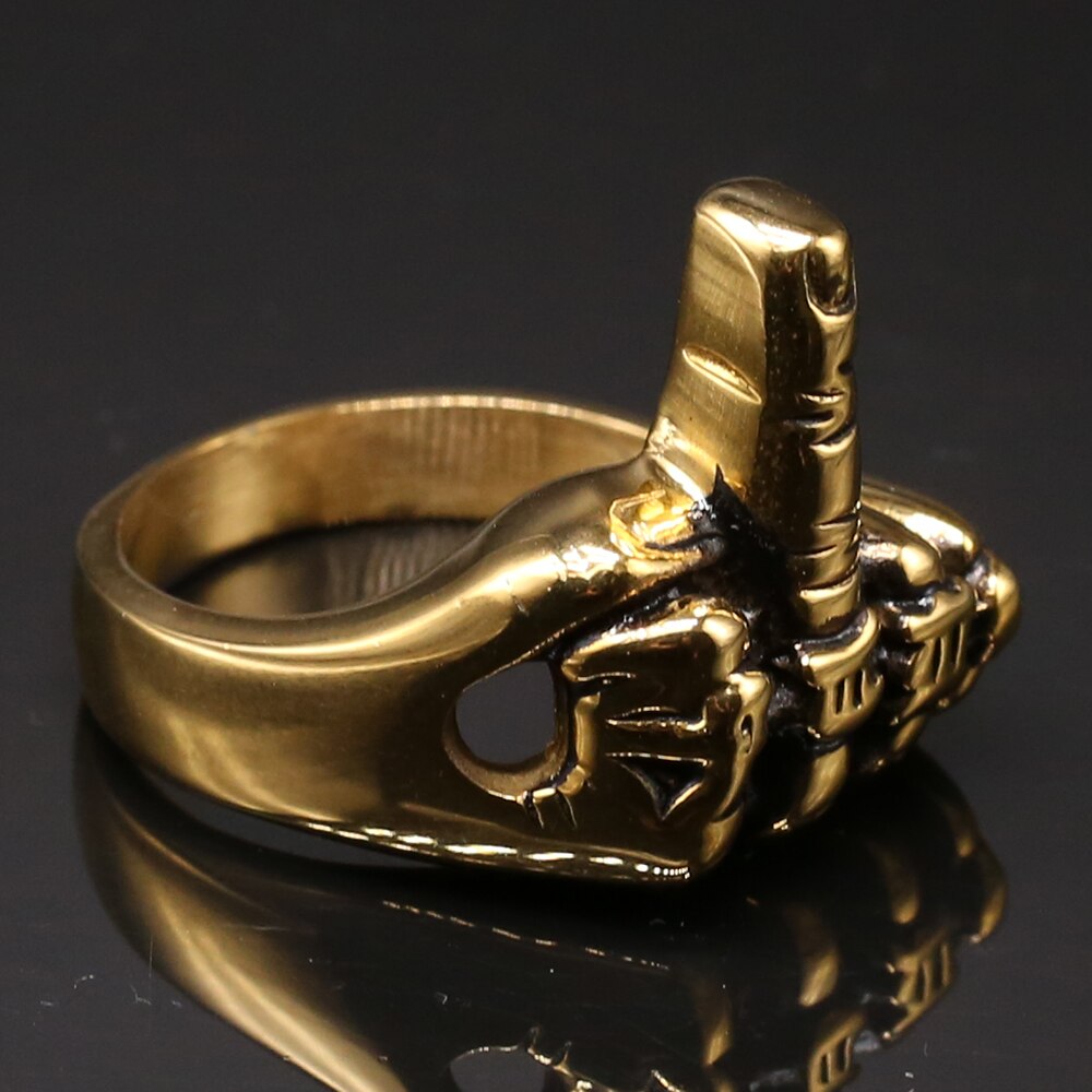 Middle Finger Shape Rings For Men Gold Silver Color Stainless Steel Men's Biker Ring Size 7 15 Jewelry Accessories For Him
