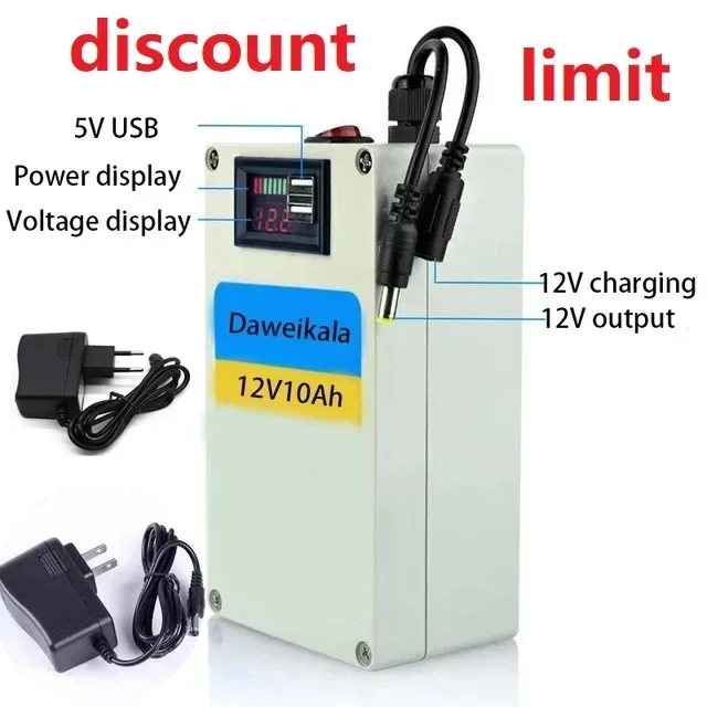 The latest 12V lithium-ion battery, DC12V 40Ah AC rechargeable battery, multi-purpose high-capacity outdoor mobile battery
