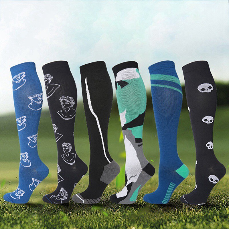 Long tube sports Wear-resistant Compression Socks Women Men Knee High/Long Printed Polyester Nylon Hosiery Footwear Accessories