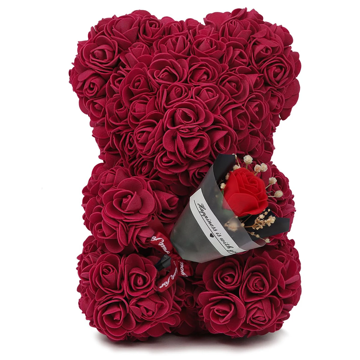 Ours en peluche Rose éternelle, fleur artificielle de 25m, 1 pièce, pour maman, fête des mères, anniversaire, saint-valentin, et décorations: YELLOW