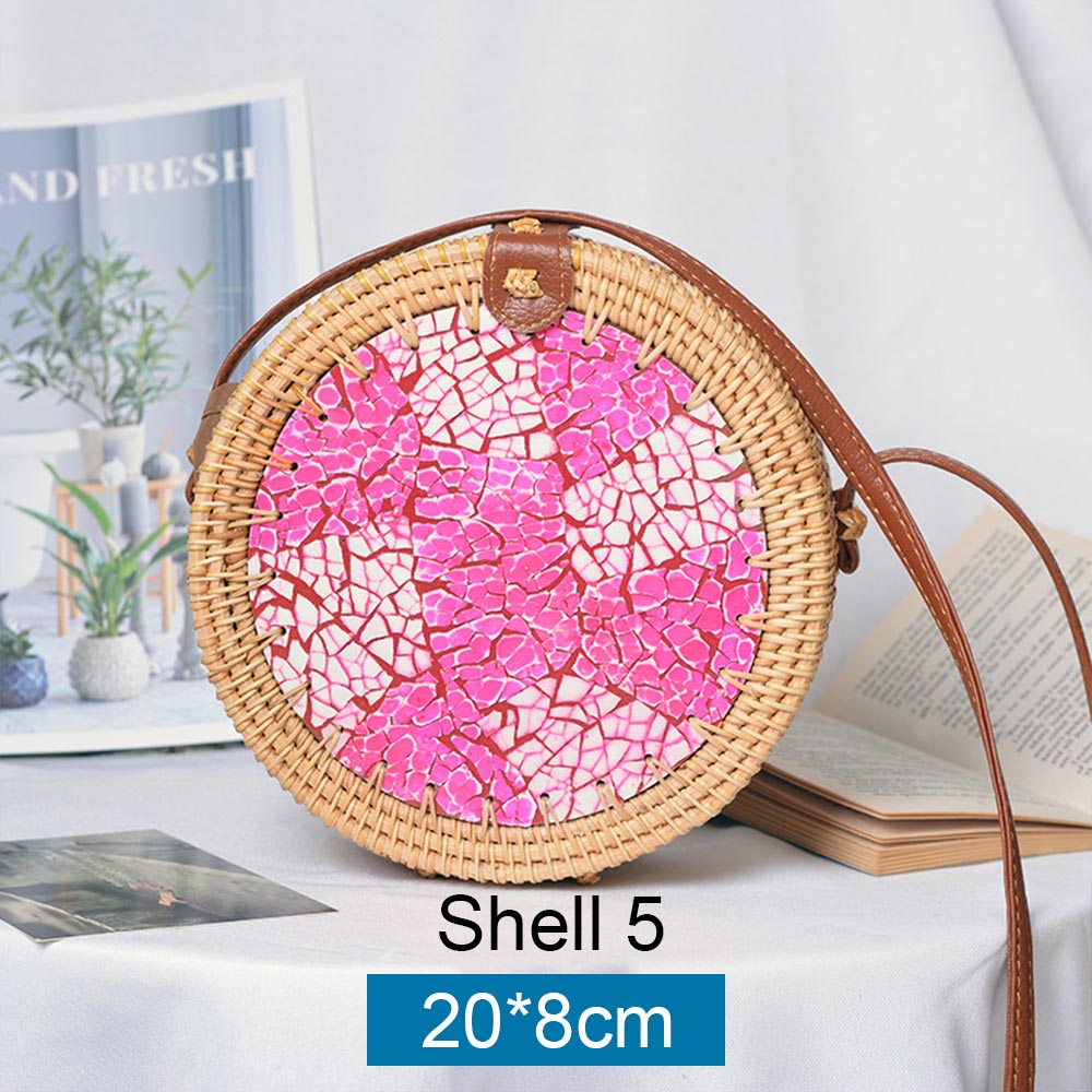 Ronde Strozak Rotan Vrouwen Tas Zomer Holle Handgemaakte Messenger Crossbody Tas Strand Handtassen Bohemen Bolsas Femininas