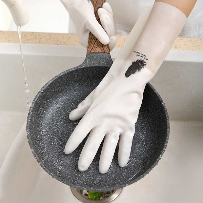 1 paar Wasserdichte Gummi Latex Geschirr Handschuhe Küche Dauerhafte Reinigung Hausarbeit Aufgaben Geschirr Werkzeuge Weibliche