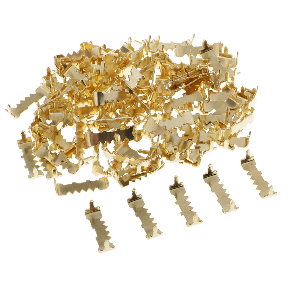 100 Stuks Metalen Muur Fotolijst Fotolijst Zaagtand Haken Hangers Accessoires 25X10 Mm Gold