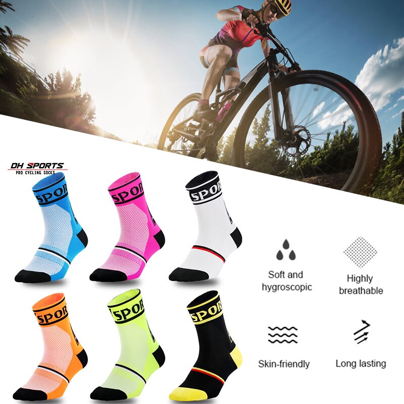 Mężczyźni kobiety skarpety rowerowe antypoślizgowe skarpetki koszykarskie trwałe oddychające rower kompresyjny MTB sporty wyścigowe