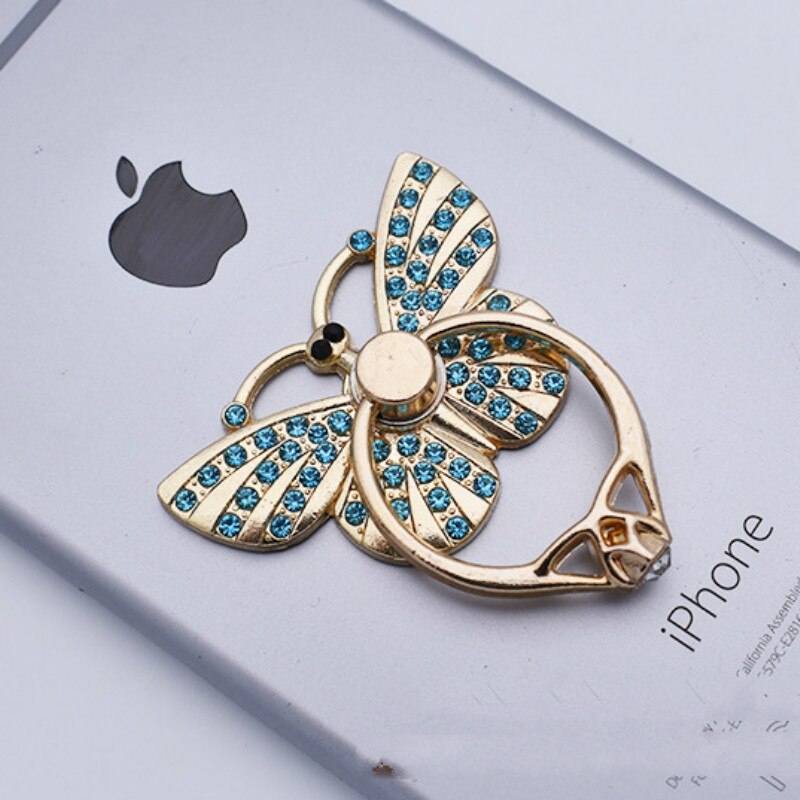 Farfalla Staffa Modelli Femminili Anello di Strass Fibbia con Diamanti Anello di Metallo Staffa Mobile Sostegni Telefono: Blue