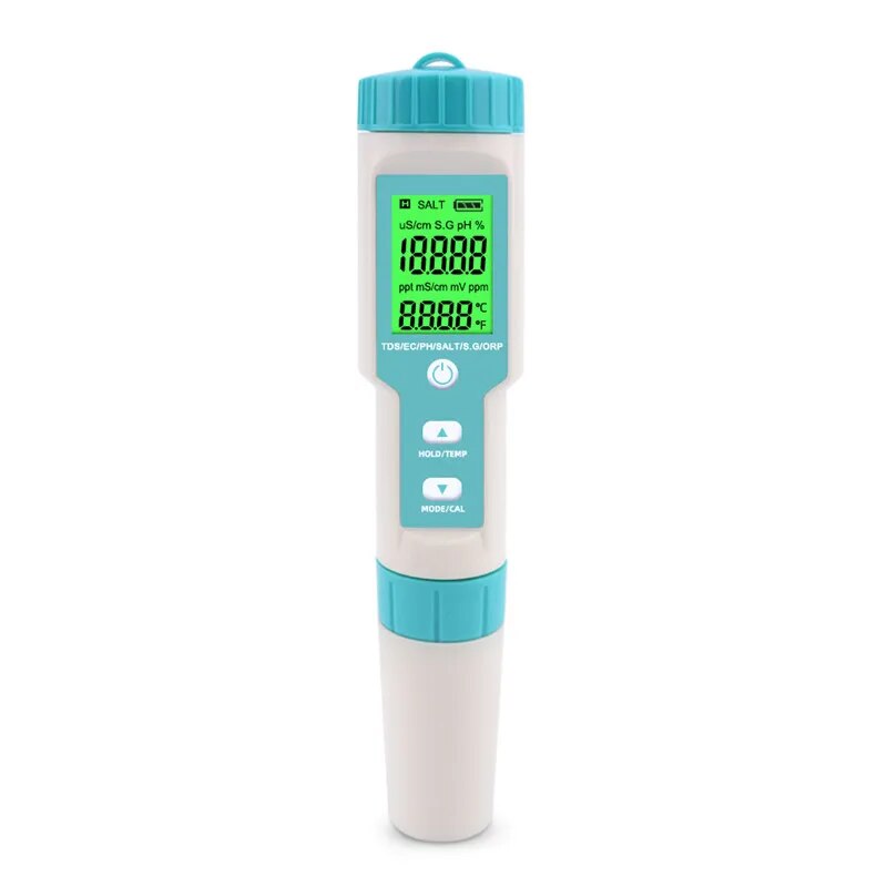 Yieryi tds ec ph Salzgehalt messer orp h2 s.g Temperatur Wasser qualitäts monitor Lösung Dünger widerstands tester für Pools, Aquarien: Brown