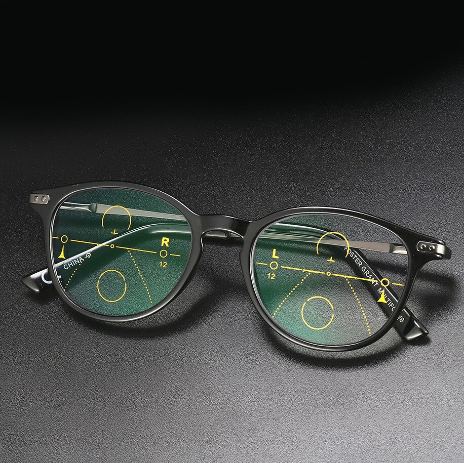Retro Bril Frame Ver en Dichtbij Dual-gebruik Anti-blauw Licht Intelligente Auto Zoom Multi-focus Progressieve leesbril