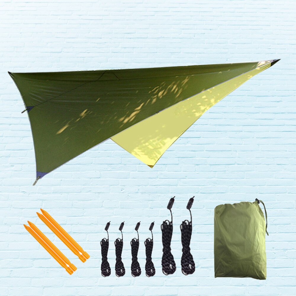 Outdoor Multifunction Canopy Sun Shade Tent Camping Sail Tarp Groundsheet (Accessories Not Included) (Green): As Shown 1