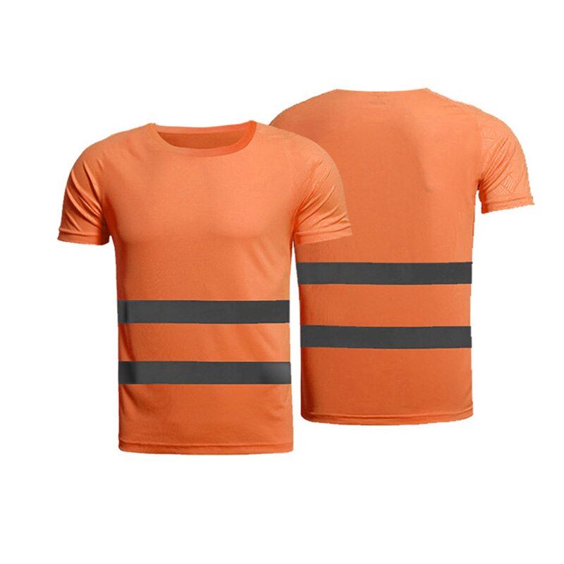 En471 ce 100%  polyester t-shirts arbejde sikkerhed beskyttende tøj sikkerhed hi vis reflekterende t-shirts til mænd: Orange / Xxl