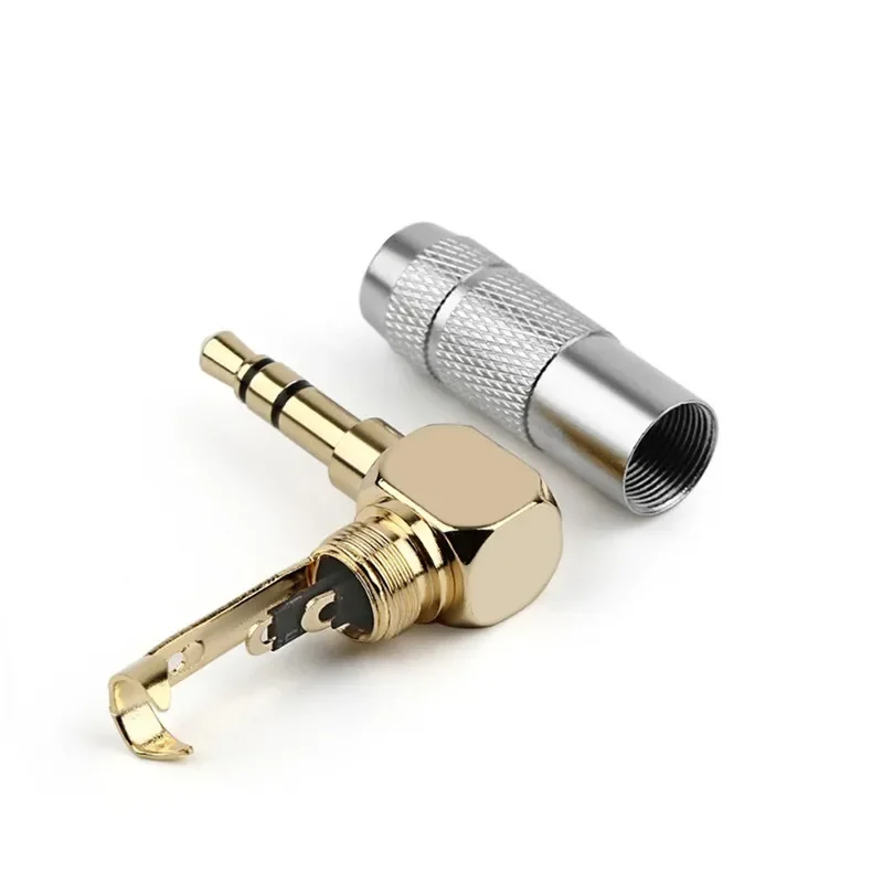 Conector Jack 3,5mm 90 grados para soldar 1/8 "3 4 polos conector de auriculares conector de Audio ángulo recto chapado en oro 3,5 electrónica de consumo