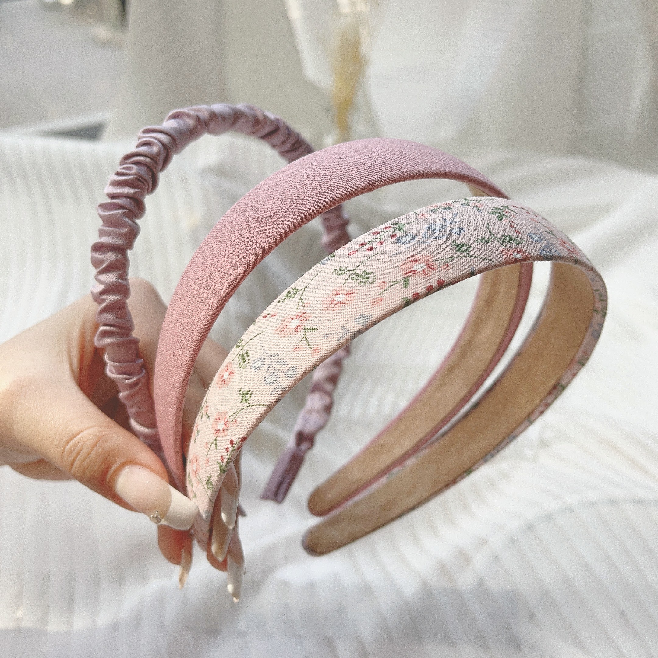 3 unids/set mujer bandas para el cabello de tela tocado diadema de perlas diadema para niñas aro para el cabello accesorios para el cabello femenino: Verde esmeralda