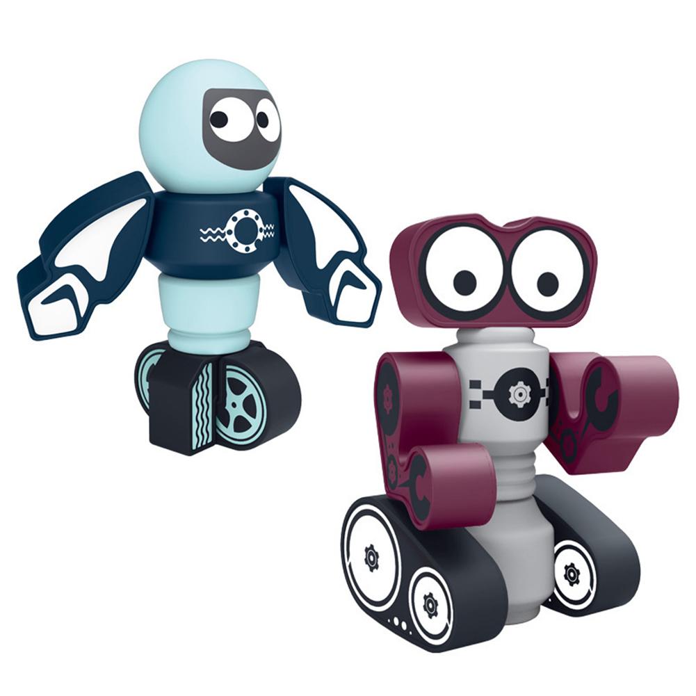 Magnetiske robotter børn magnetiske blokke sæt stabling robotter legetøj pædagogisk legesæt til drenge piger: Lilla