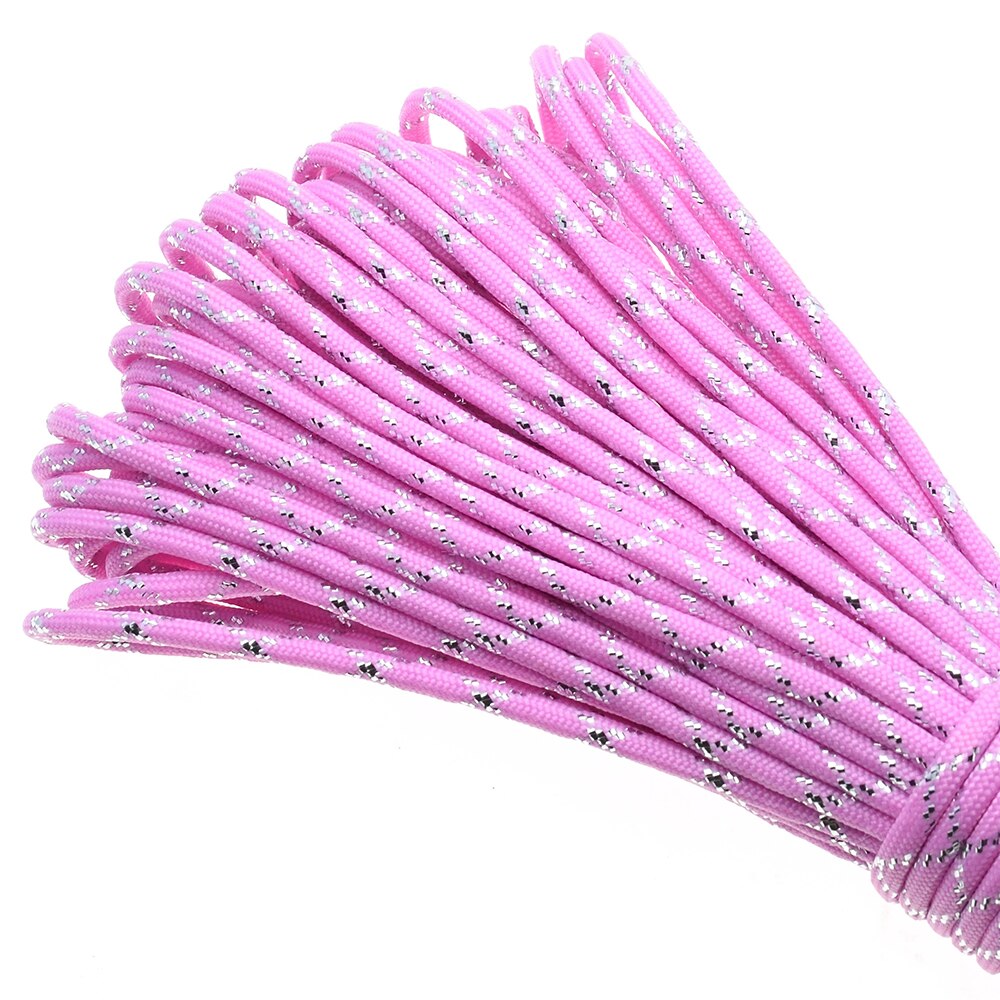 Gold Silver Cord 550 Paracord Parachute Cord Lanyard Mil Spec Type III 7 Strand Core 100 FT 19 Colors: Pink