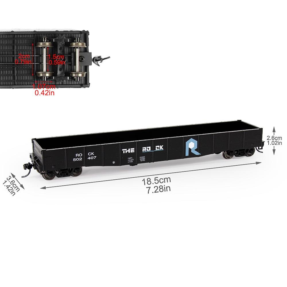 1pc/2pcs HO Scale 53ft Black Printed Open Gondola Car Container Railway Wagons Rolling Stock 1:87 Freight Car C8743PHei