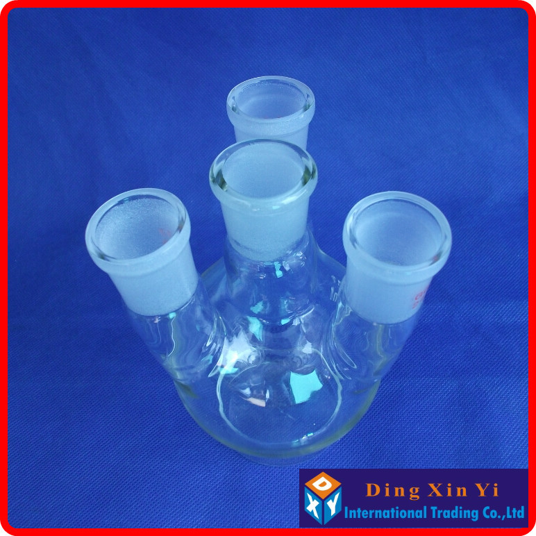 Vier Necks Ronde-Kolf, 250Ml 24/29 Kolf Ronde Bodem Met Vier Halzen, korte Hals Standaard Grond Mond