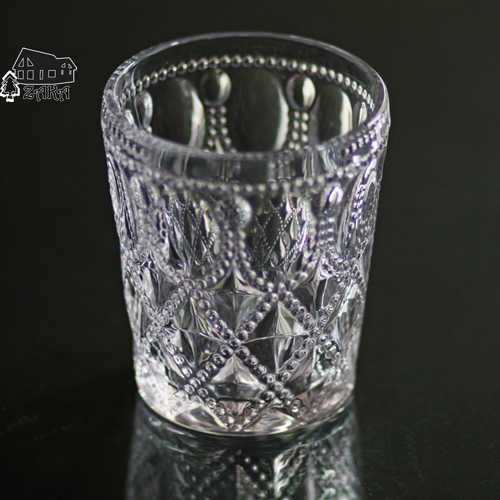 1 stk keyama europæisk flerfarvet retro udskåret gitter blyfri glas vand kopper juice glas kop bar dekorative briller: Klar / 101-200ml