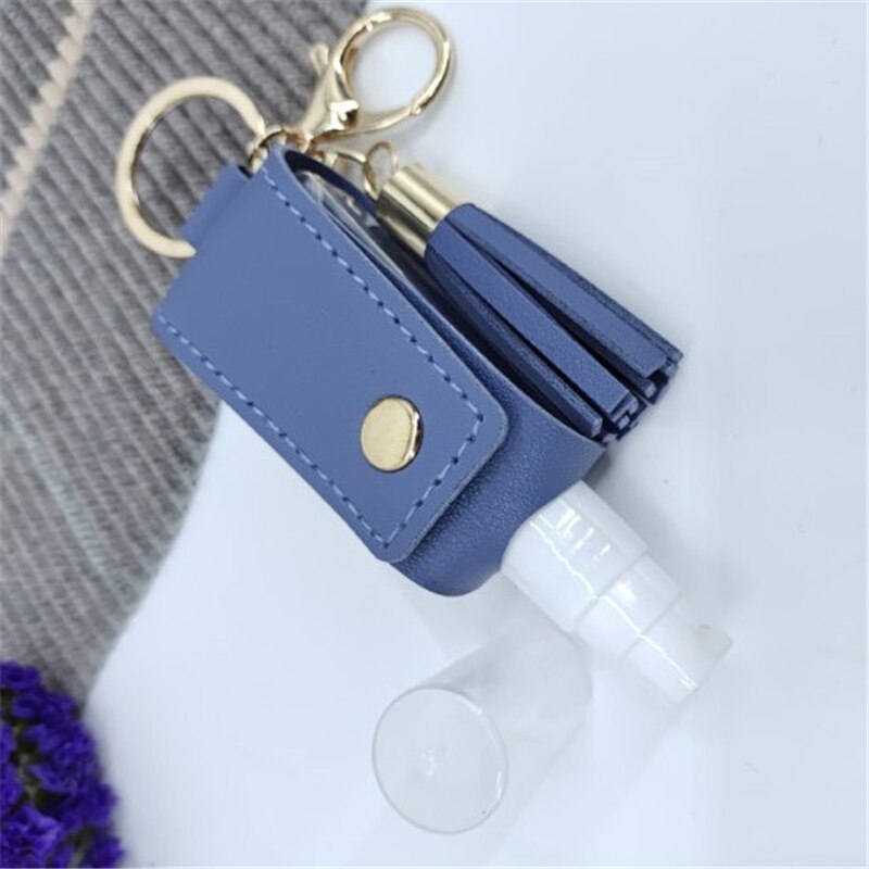 30ml Hand Sanitizer fallen Mini Desinfektionsmittel Hände Tragbare Hydroalcoholic Flasche sprühen Kopf Leder fallen Gesundheit Keychain Halfter
