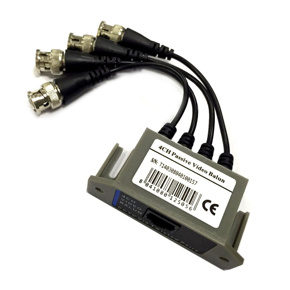 Transceptor de vídeo Balun BNC a UTP RJ45 CCTV, 4CH HD, pasivo, por pares trenzados