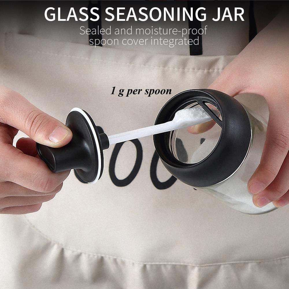 with Spoon Glass Storage Containers Condiment Pot Seasoning Bottles Oil Brush Bottle Spice Jar Leakproof Liquid Container