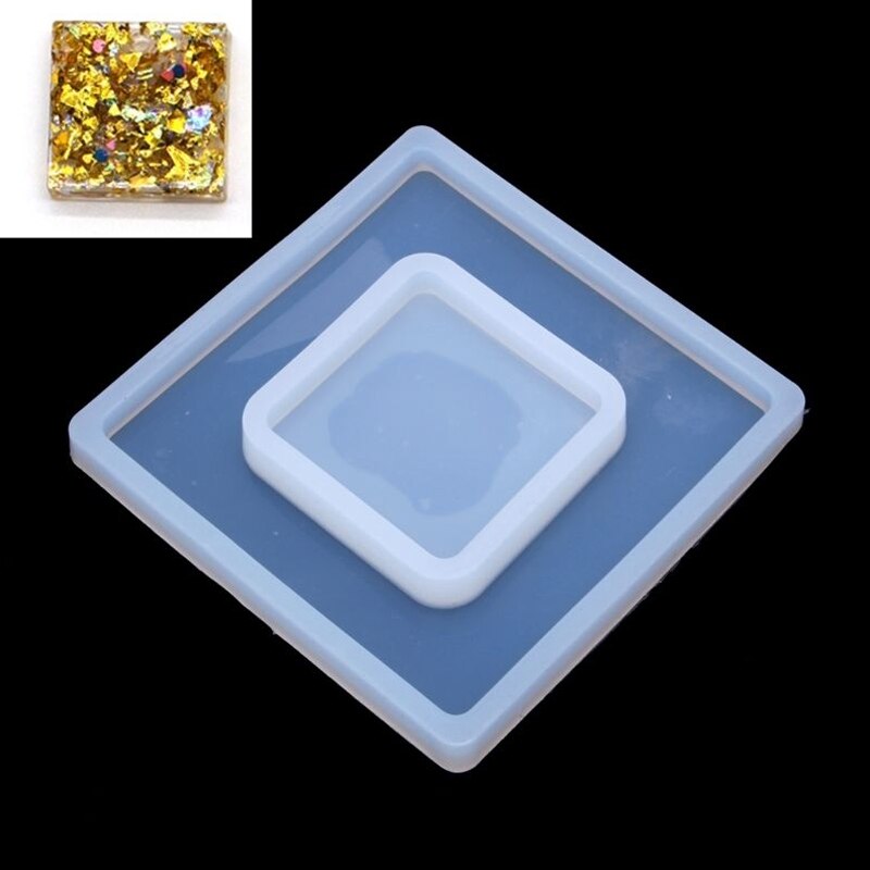 Geometric Epoxy Resin Silicone Mold DIY Round Cup Mat Pad Handmade Crafts Making Molds Transparent Square Round Mirror Mould