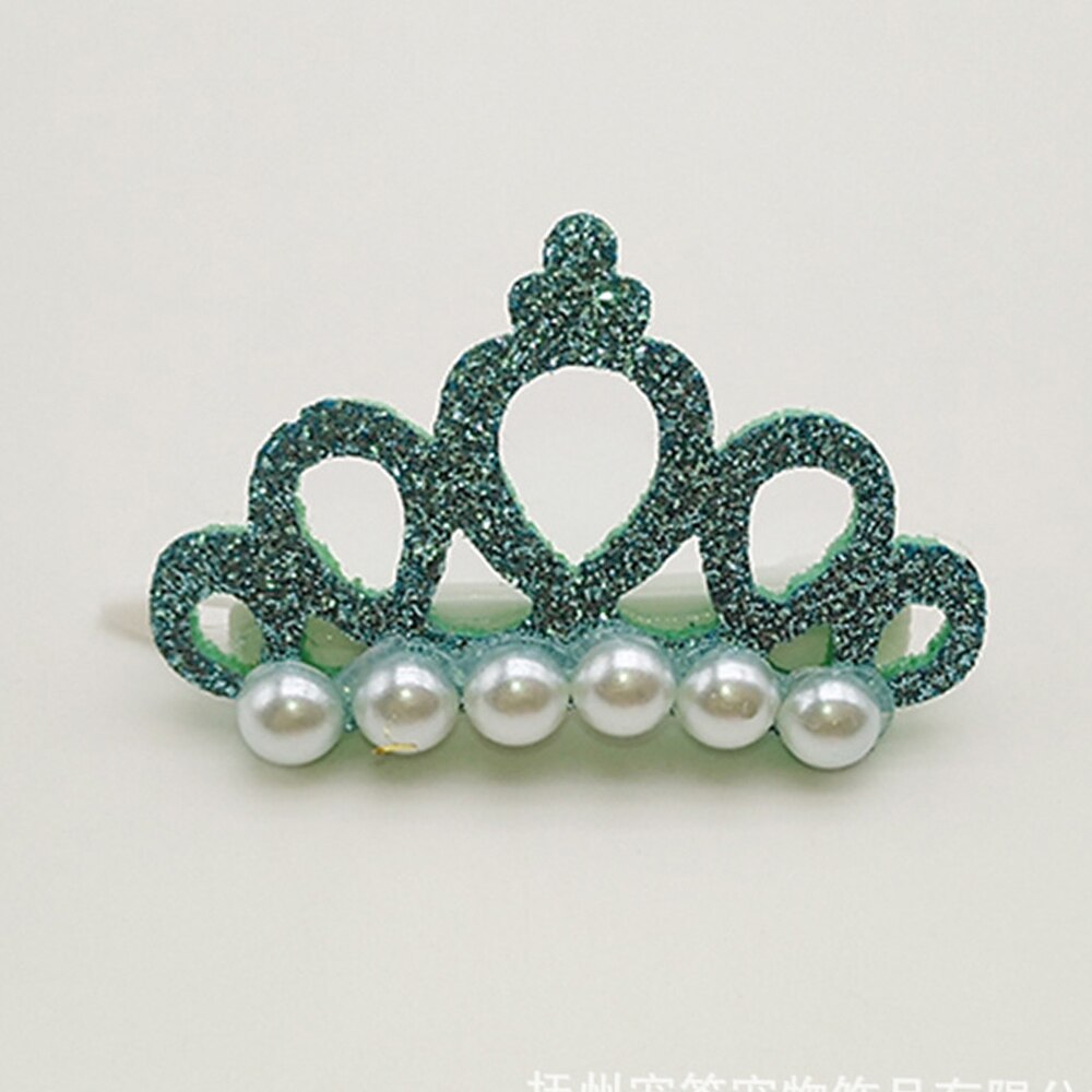 Lazos de poliéster con forma de corona de perlas sintéticas para perros pequeños, pinzas para el pelo de colores para mascotas, lazos para gatos, accesorios para mascotas: B