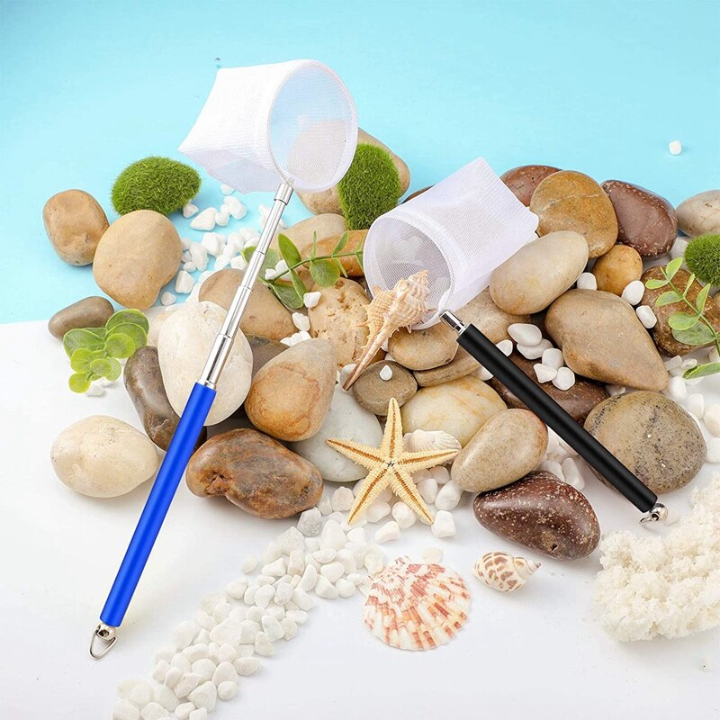 Practical Fish Tank Shrimp Net Extendable Handle Shrimp Net Aquarium Stainless Steel Small Fishing Net Fish Shrimp Skimming Net