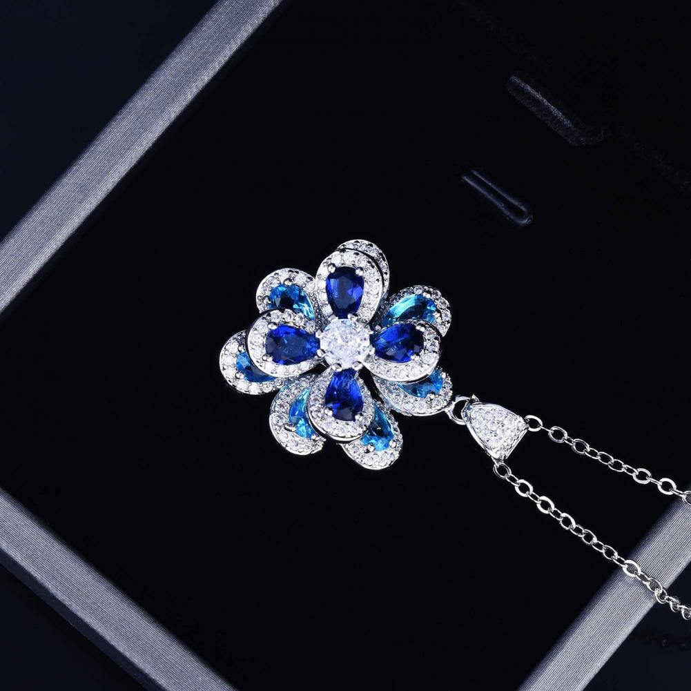 Women Ear Studs Camellia Shape Colored Cubic Zirconia Jewelry Shiny Rhinestones Stud Earrings Bracelet Ring Pendant for Wedding