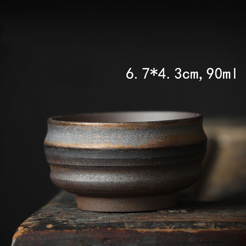Japanese Style Gilt Ceramic Tea Cup Teaware Kung Fu Tea Set Cup Retro Home Tea Bowl Tea Cup Set: chanyi
