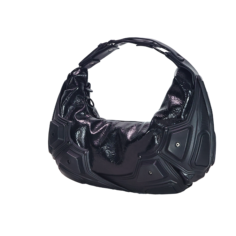 Zomerse metallic leren handtas hobo tas zilver/zwart/felroze schoudertas