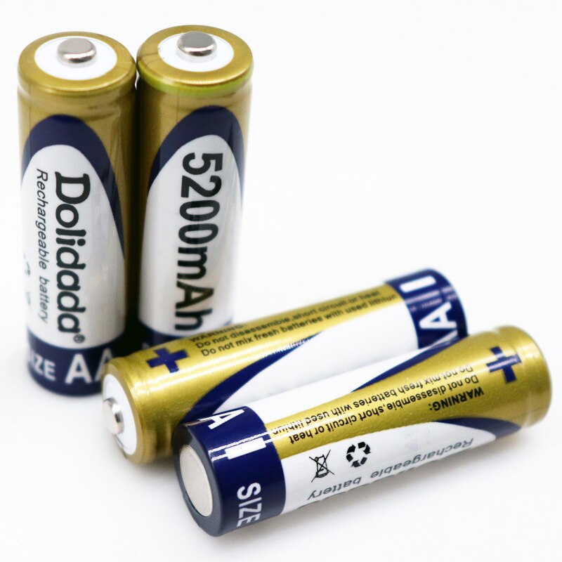 100% Original 1.2V AA battery 5200mAh Ni-MH Rechargeable aa Battery For Toys Camera Microphone
