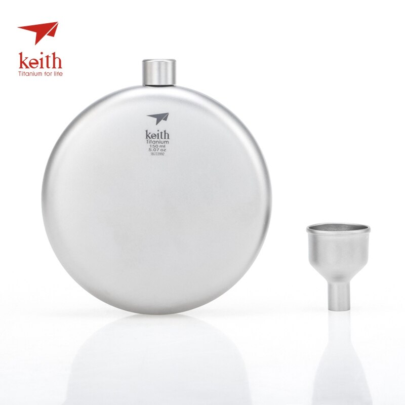 Keith Pure Titanium Heupfles Flagon Met Trechter Drinkware Outdoor Draagbare Sport Camping Wandelen Ti9302