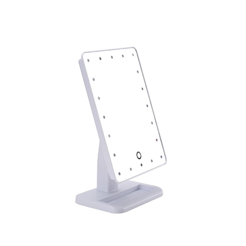 Altavoz Bluetooth maquillaje LED espejo iluminado de mesa de cosméticos espejo de vanidad con 20 Pantalla táctil ajustable 10X lupa: No Bluetooth-white